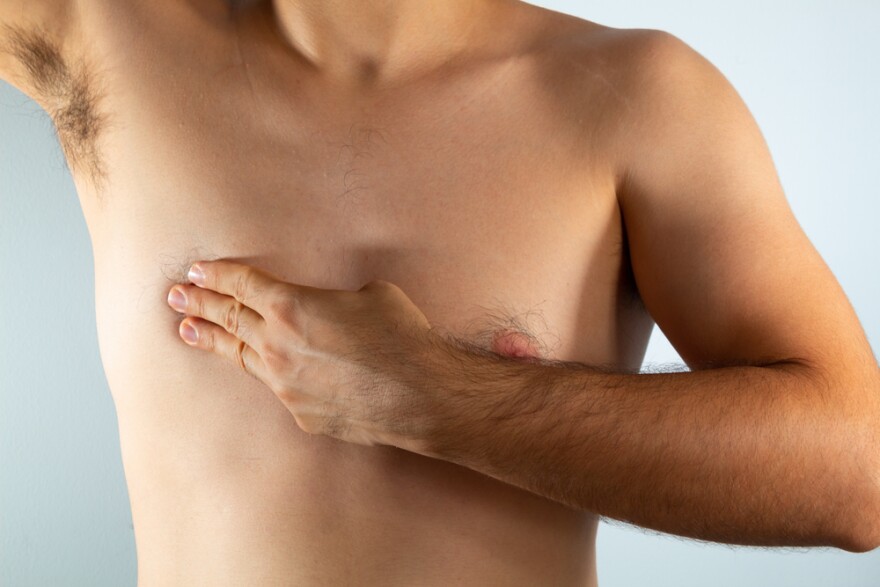 How is male breast cancer diagnosed?